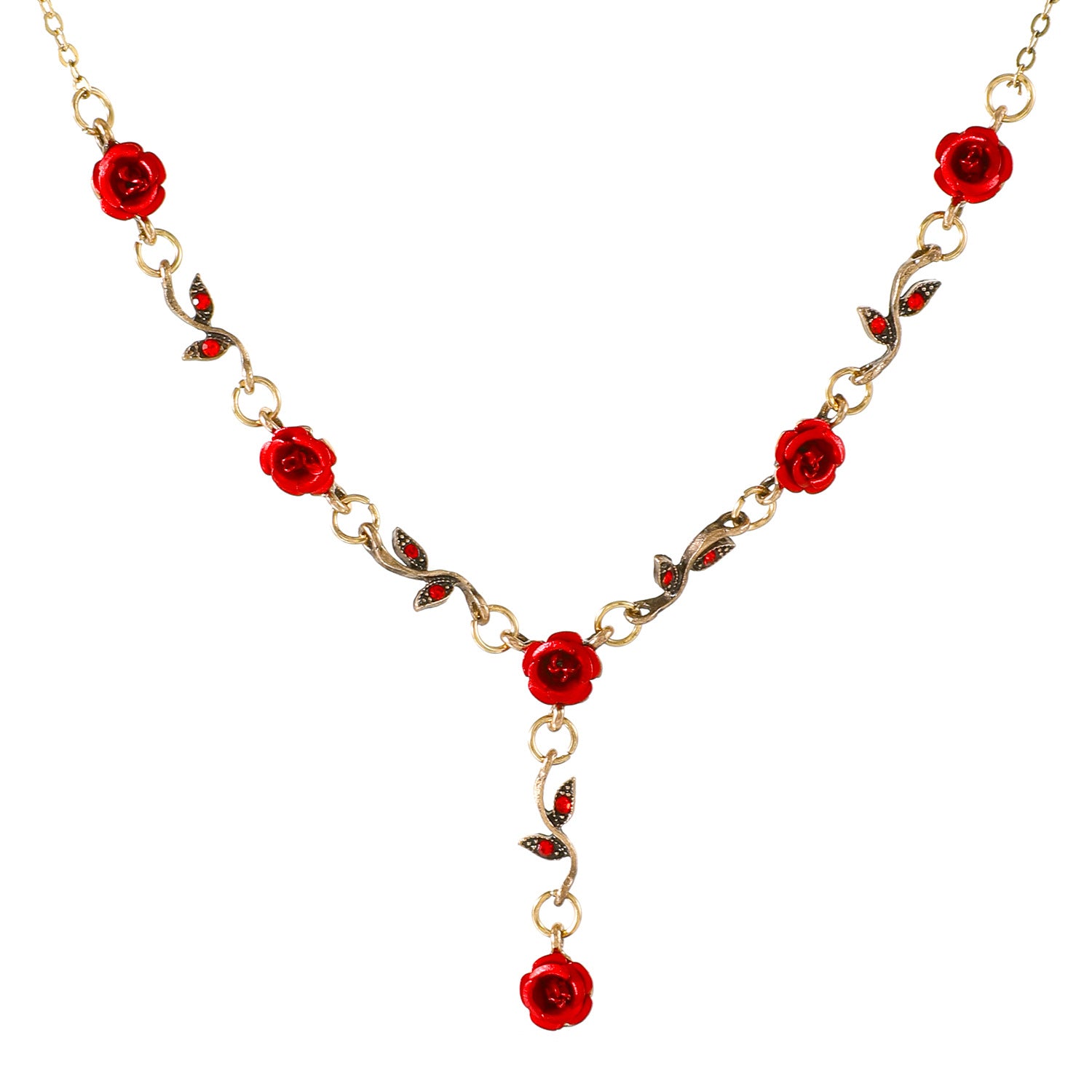 Wholesale Rose Flower Set Personality Elegant Red Rose Necklace Bracelet